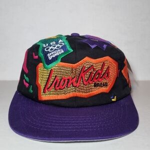 Vintage 90s Usa Olympics Iron Kids Bread Hat Cap Leather strapback 🔥